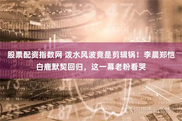 股票配资指数网 泼水风波竟是剪辑锅！李晨郑恺白鹿默契回归，这一幕老粉看哭